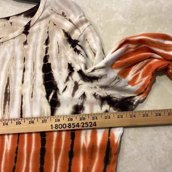 Tryst Tie Dye LS Shirt Top Turquoise Beige Orange Brown Boho ASO Phoebe Buffay - Picture 6 of 9